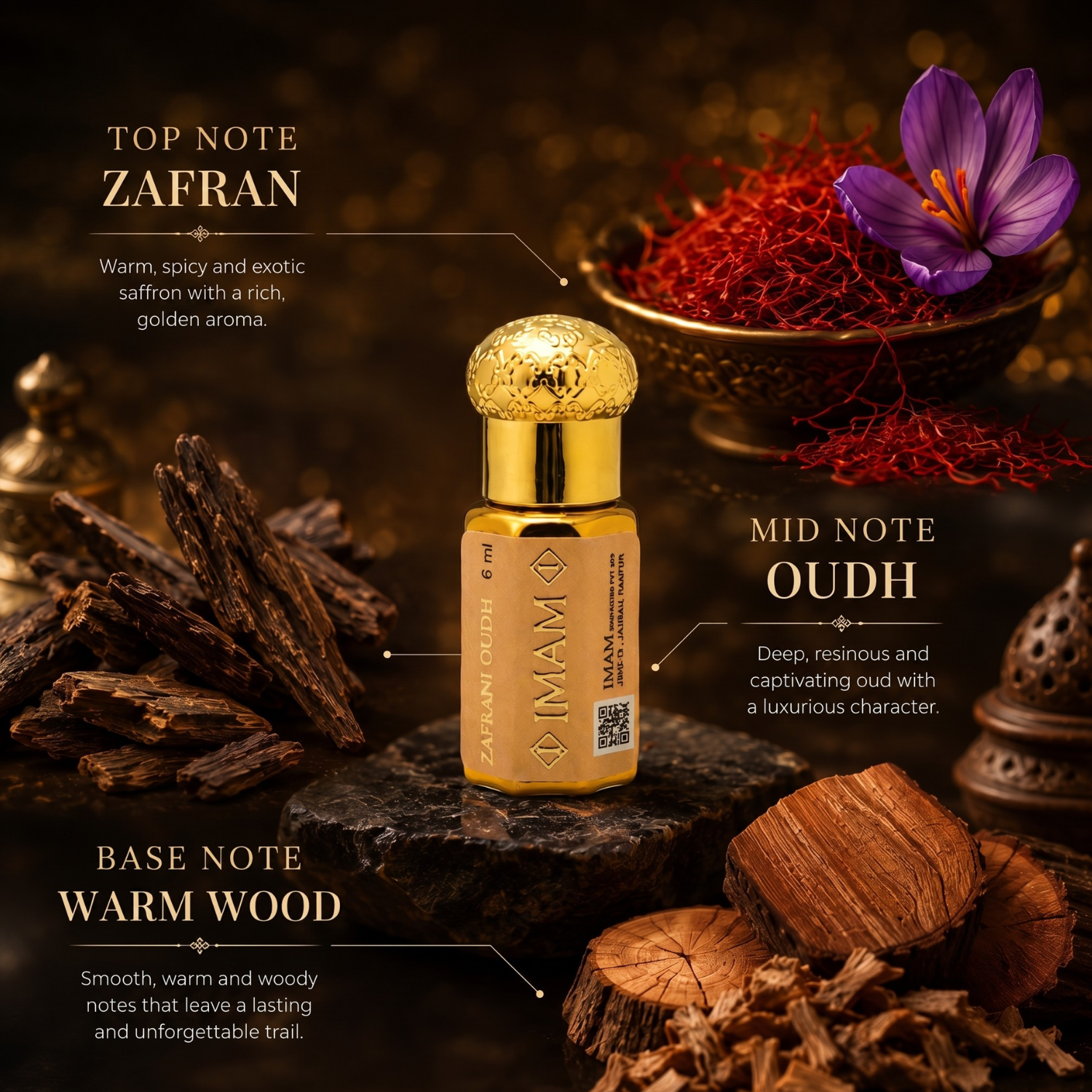 ZAFRANI OUDH Non-Alcoholic Attar 6ML for Men & Women